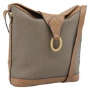 Christian Dior Shoulder Bag PVC Leather Beige Gold Tone Auth gh2327-1