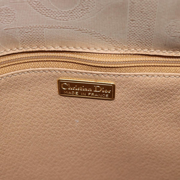 Christian Dior Shoulder Bag PVC Leather Beige Gold Tone Auth gh2327