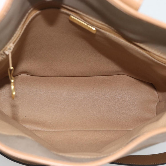 Christian Dior Shoulder Bag PVC Leather Beige Gold Tone Auth gh2327