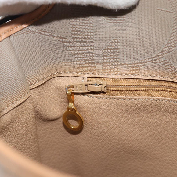 Christian Dior Shoulder Bag PVC Leather Beige Gold Tone Auth gh2327