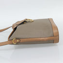 Christian Dior Shoulder Bag PVC Leather Beige Gold Tone Auth gh2327-4