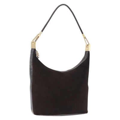 GUCCI Shoulder Bag Suede Brown Gold Tone 001 3814 Auth gh2328