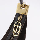 GUCCI Shoulder Bag Suede Brown Gold Tone 001 3814 Auth gh2328-10
