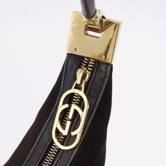 GUCCI Shoulder Bag Suede Brown Gold Tone 001 3814 Auth gh2328
