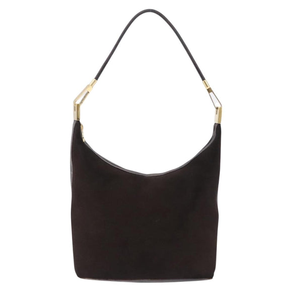 GUCCI Shoulder Bag Suede Brown Gold Tone 001 3814 Auth gh2328