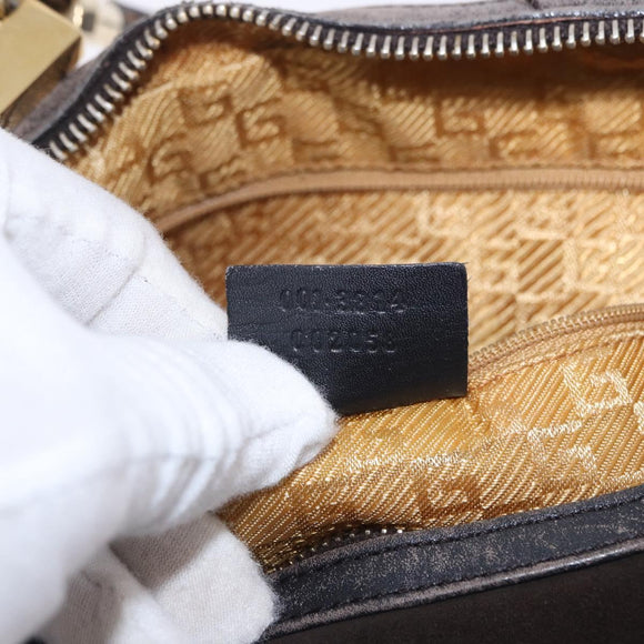 GUCCI Shoulder Bag Suede Brown Gold Tone 001 3814 Auth gh2328