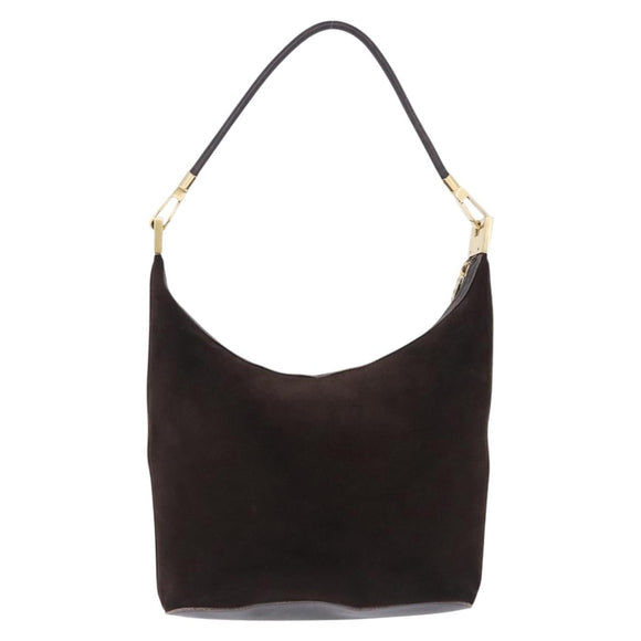 GUCCI Shoulder Bag Suede Brown Gold Tone 001 3814 Auth gh2328