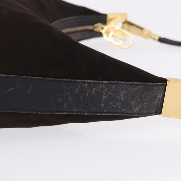 GUCCI Shoulder Bag Suede Brown Gold Tone 001 3814 Auth gh2328