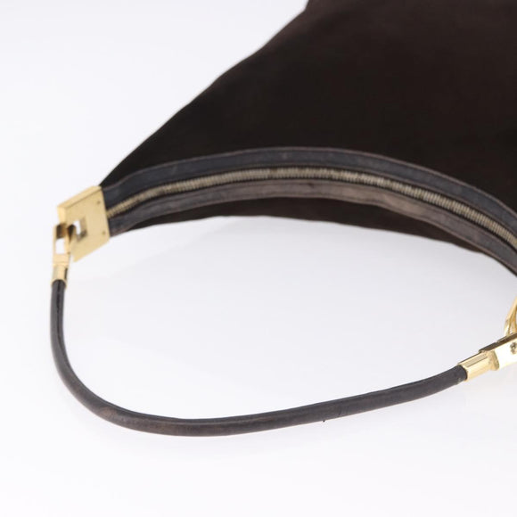 GUCCI Shoulder Bag Suede Brown Gold Tone 001 3814 Auth gh2328