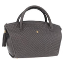 BALLY Hand Bag Leather Gray Gold Tone Auth gh2329-1