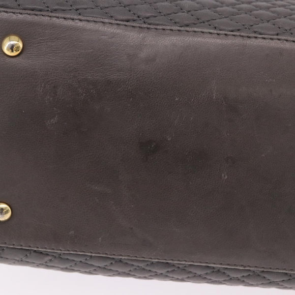 BALLY Hand Bag Leather Gray Gold Tone Auth gh2329
