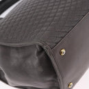 BALLY Hand Bag Leather Gray Gold Tone Auth gh2329-14
