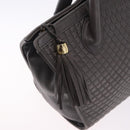 BALLY Hand Bag Leather Gray Gold Tone Auth gh2329-16