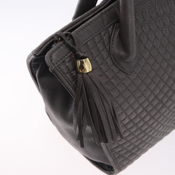 BALLY Hand Bag Leather Gray Gold Tone Auth gh2329