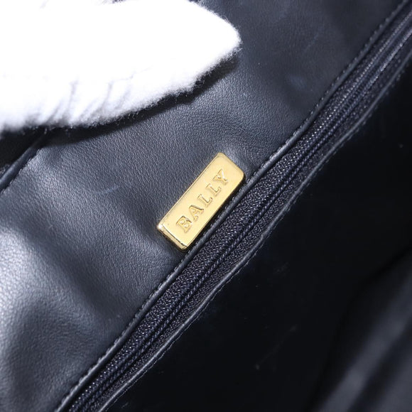 BALLY Hand Bag Leather Gray Gold Tone Auth gh2329