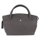 BALLY Hand Bag Leather Gray Gold Tone Auth gh2329-2