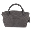 BALLY Hand Bag Leather Gray Gold Tone Auth gh2329-3