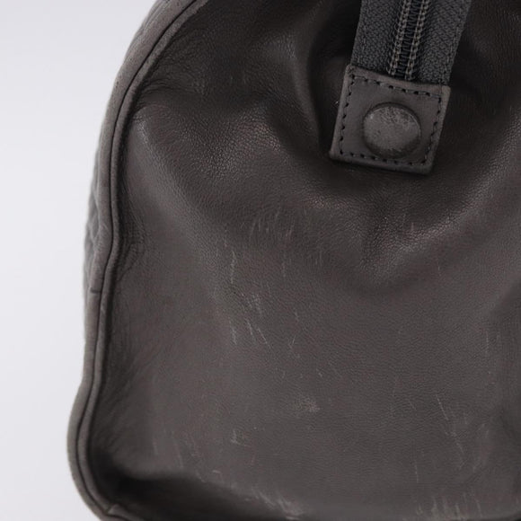 BALLY Hand Bag Leather Gray Gold Tone Auth gh2329