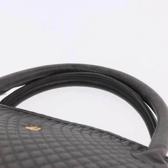 BALLY Hand Bag Leather Gray Gold Tone Auth gh2329