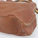 GUCCI Bamboo Hand Bag Leather 2way Brown Gold Tone Auth gh2330-12