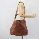 GUCCI Bamboo Hand Bag Leather 2way Brown Gold Tone Auth gh2330-23