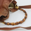 GUCCI Bamboo Hand Bag Leather 2way Brown Gold Tone Auth gh2330-7