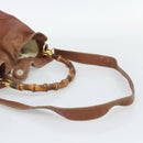 GUCCI Bamboo Hand Bag Leather 2way Brown Gold Tone Auth gh2330-9