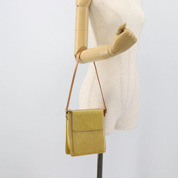 LOUIS VUITTON Monogram Vernis Motto Accessory Pouch Beige M91136 LV Auth gh2331A