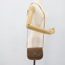 FENDI Shoulder Bag Leather Brown Gold Tone Auth gh2333A-21