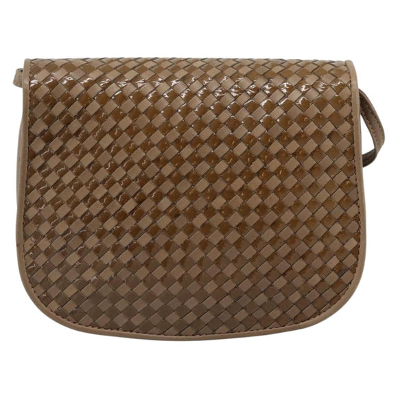 FENDI Shoulder Bag Leather Brown Gold Tone Auth gh2333A