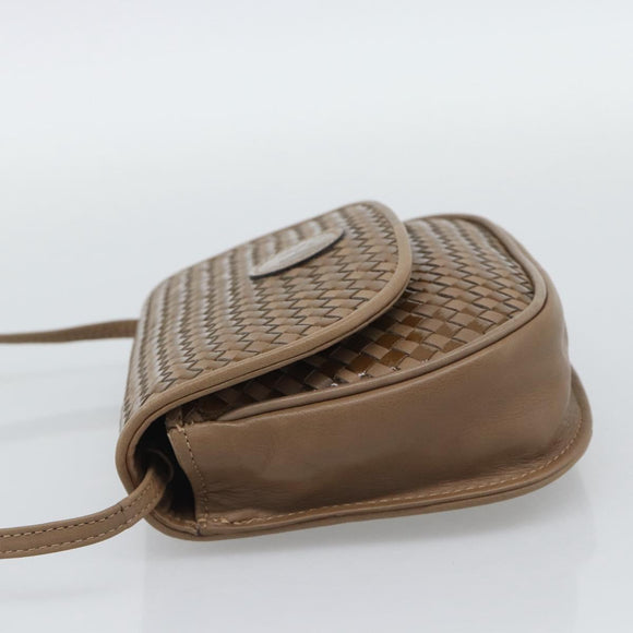 FENDI Shoulder Bag Leather Brown Gold Tone Auth gh2333A