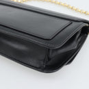 Chloe Chain Shoulder Bag Leather Black Gold Tone Auth gh2335A-15