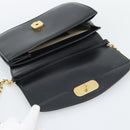 Chloe Chain Shoulder Bag Leather Black Gold Tone Auth gh2335A-18