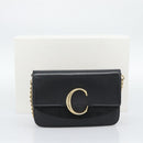Chloe Chain Shoulder Bag Leather Black Gold Tone Auth gh2335A-12
