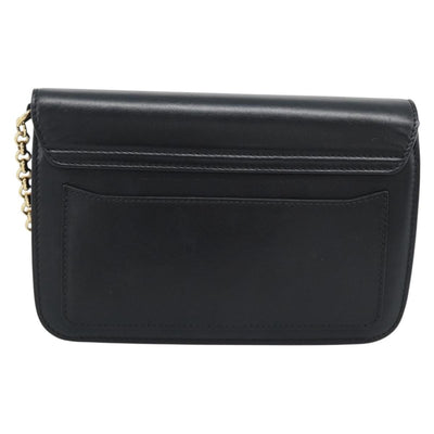 Chloe Chain Shoulder Bag Leather Black Gold Tone Auth gh2335A - 0