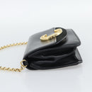 Chloe Chain Shoulder Bag Leather Black Gold Tone Auth gh2335A-3