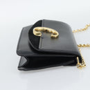 Chloe Chain Shoulder Bag Leather Black Gold Tone Auth gh2335A-4
