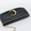Chloe Chain Shoulder Bag Leather Black Gold Tone Auth gh2335A-6