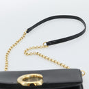 Chloe Chain Shoulder Bag Leather Black Gold Tone Auth gh2335A-8