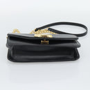 Chloe Chain Shoulder Bag Leather Black Gold Tone Auth gh2335A-5