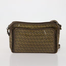 FENDI Zucchino Shoulder Bag PVC Leather 2 Set Brown Gold Tone Auth gh2337-10