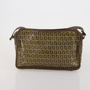 FENDI Zucchino Shoulder Bag PVC Leather 2 Set Brown Gold Tone Auth gh2337-11
