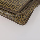 FENDI Zucchino Shoulder Bag PVC Leather 2 Set Brown Gold Tone Auth gh2337-16