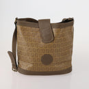 FENDI Zucchino Shoulder Bag PVC Leather 2 Set Brown Gold Tone Auth gh2337-2