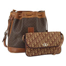 CELINE Dior Trotter Macadam Shoulder Bag Canvas PVC 2 Set Brown Red Auth gh2338-1