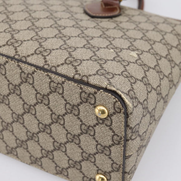 GUCCI GG Supreme Hand Bag PVC 2way Beige Gold Tone 409534 Auth gh2344
