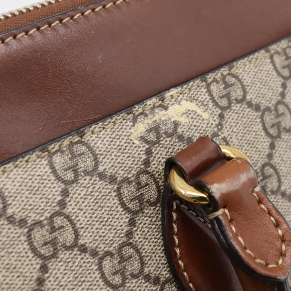GUCCI GG Supreme Hand Bag PVC 2way Beige Gold Tone 409534 Auth gh2344