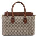 GUCCI GG Supreme Hand Bag PVC 2way Beige Gold Tone 409534 Auth gh2344-2