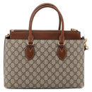 GUCCI GG Supreme Hand Bag PVC 2way Beige Gold Tone 409534 Auth gh2344-3