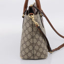 GUCCI GG Supreme Hand Bag PVC 2way Beige Gold Tone 409534 Auth gh2344-4